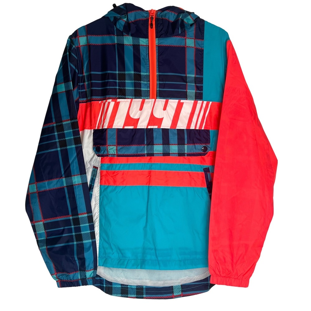 Smoke Rise Mens Small 1991 Plaid Colorblock Anorak Half Zip Windbreaker Jacket